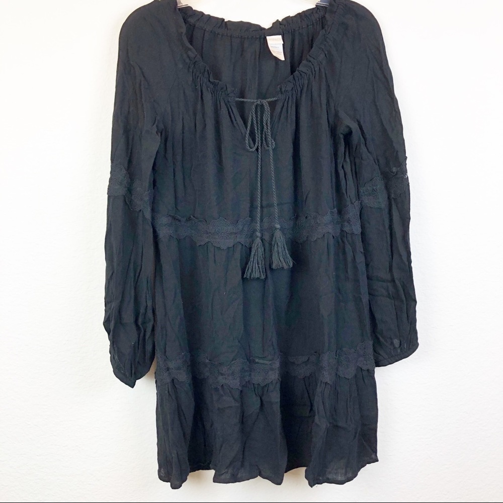 L*Space Black Lace Detail Resort Coverup Tunic